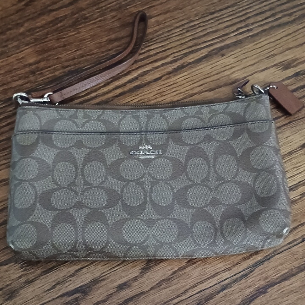 Coach Signature Brown Wristlet